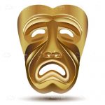 Tragedy Theater Drama Mask in Gold